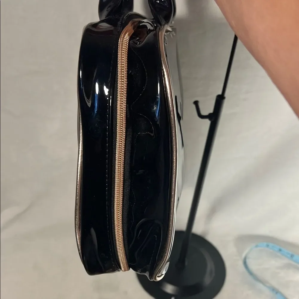 Jones New York Black Faux Patent Cosmetic Travel Bag